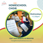 Homeschool choir for students in grades K-8, Wednesdays in Garner, NC